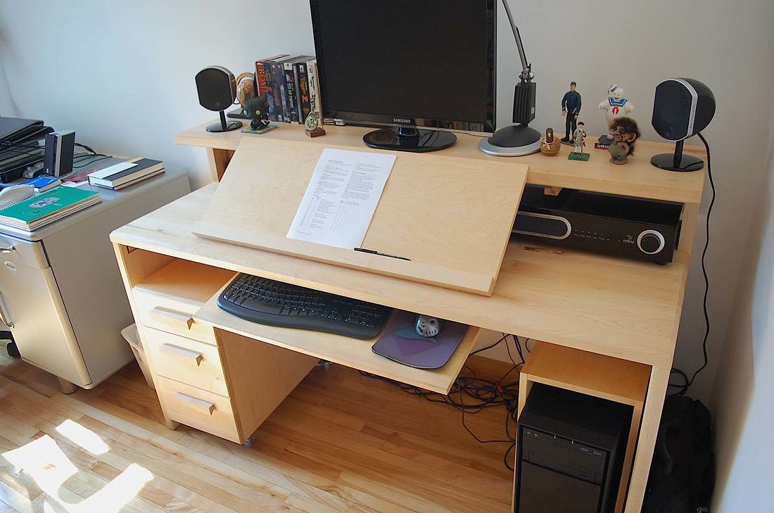 Custom desk with multimedia facilities