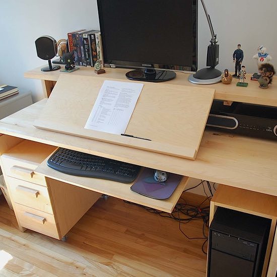 Custom desk with multimedia facilities