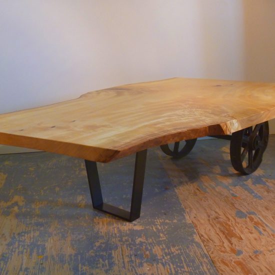 Poplar live edge table with personalized base